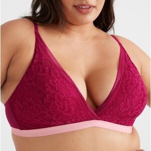 Knix Pomegranate Pink Lace Deep V Plunge Bra Women’s size Large 36B 36C 36D 36DD